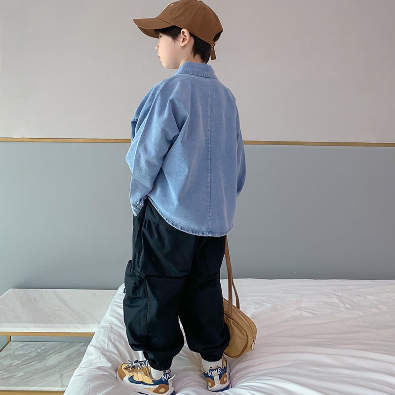 Áo Sơ Mi denim Tay Dài Phong Cách Thời Trang Xuân Thu Mới Cho Bé Trai