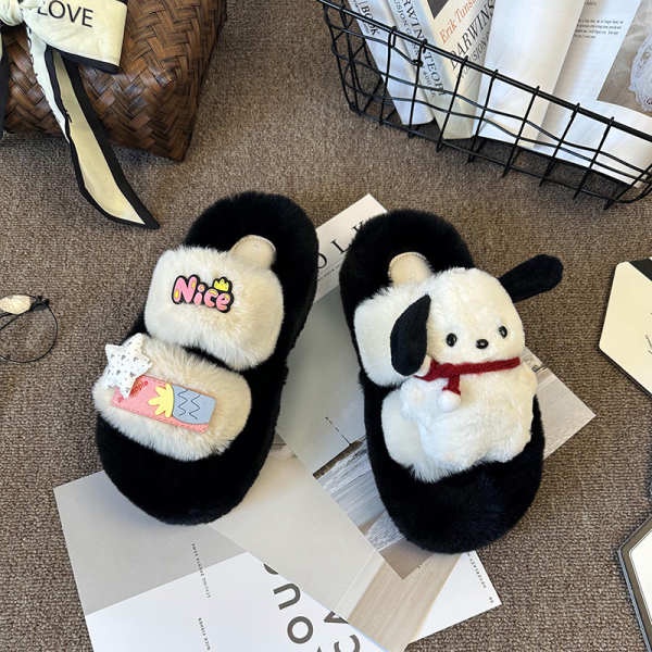 Dép Bông Đi Trong Nhà Đế Dày Chống Trượt Hình Chú Chó chapa Dễ Thương