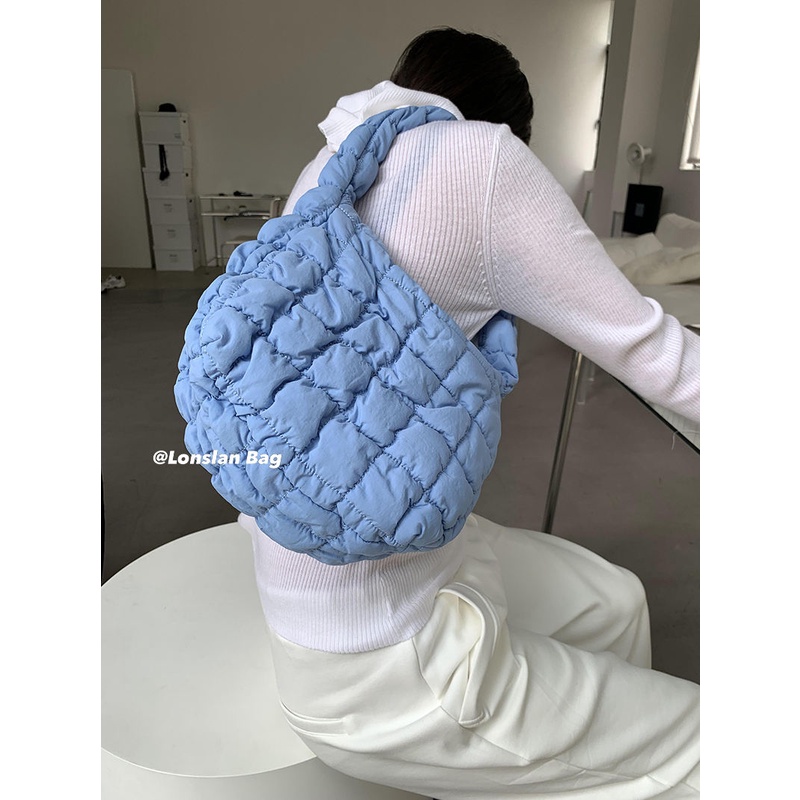 Túi Đeo Vai Vải niche Xếp Ly Chần Bông Hình Đám Mây Thời Trang Mùa Thu 2023