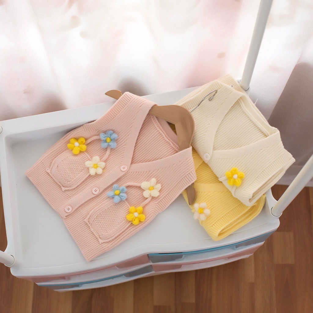 Bộ Áo Khoác cardigan + Áo sweater Dệt Kim Thời Trang Mùa Thu 2021 Mới Cho Bé Gái