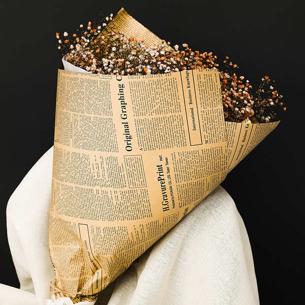 Giấy gói hoa 1 bông giấy gói hoa Vintage tiếng Anh báo giấy kraft hoa gói giấy hoa vật liệu hoa giấy quà tặng bó hoa quà tặng bao bì giấy không thấm nước