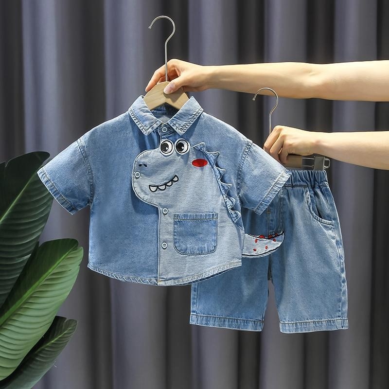 Bộ đồ mùa hè cho bé trai 2023 Áo sơ mi Denim thời trang Bộ đồ hai mảnh cho bé mùa hè mỏng đẹp trai Quần áo trẻ em hợp thời trang Bộ đồ mùa hè cho bé trai Bộ đồ mùa hè 2023 Bộ đồ hai mảnh Bộ đồ trẻ em mỏng đẹp trai Quần áo trẻ em hợp thời trang