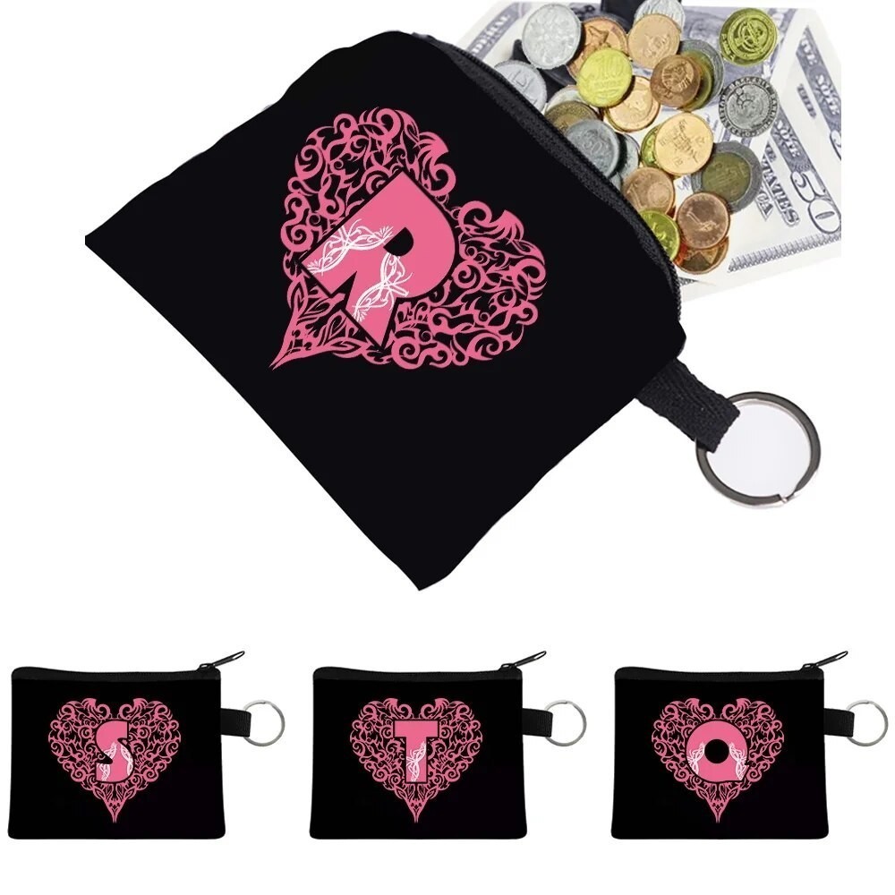 Wallet Bag Case Women Canvas Purse Card Key Purse Pouch Love Letter Printing Series Organizer Bag Co