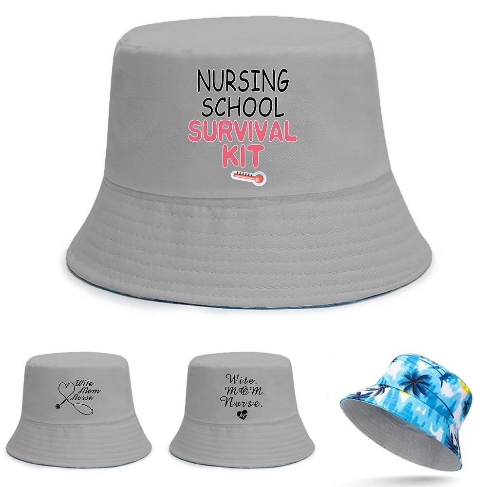 Fashion Bucket Hats Summer Double-sided Wear Women Cotton Cap Outdoor Nurse Sun Hat Men Panama Bucke