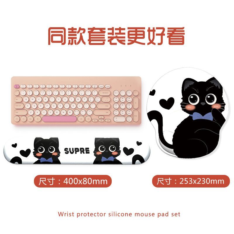 Đệm Kê Cổ Tay Sử Dụng Chuột / Bàn Phím Bằng Silicon Dày Chống Trượt Hình Mèo Hoạt Hình