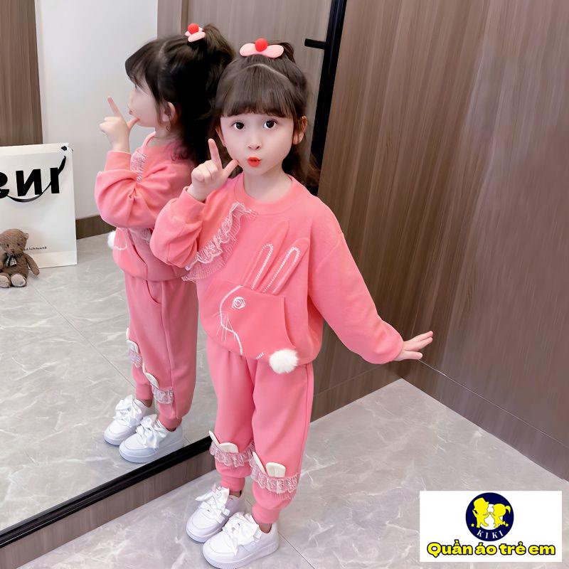 Bộ Đồ Thể Thao Hai Mảnh Phong Cách Hoạt Hình Thời Trang Xuân Thu Cho Bé Gái