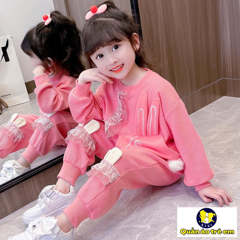 Bộ Đồ Thể Thao Hai Mảnh Phong Cách Hoạt Hình Thời Trang Xuân Thu Cho Bé Gái