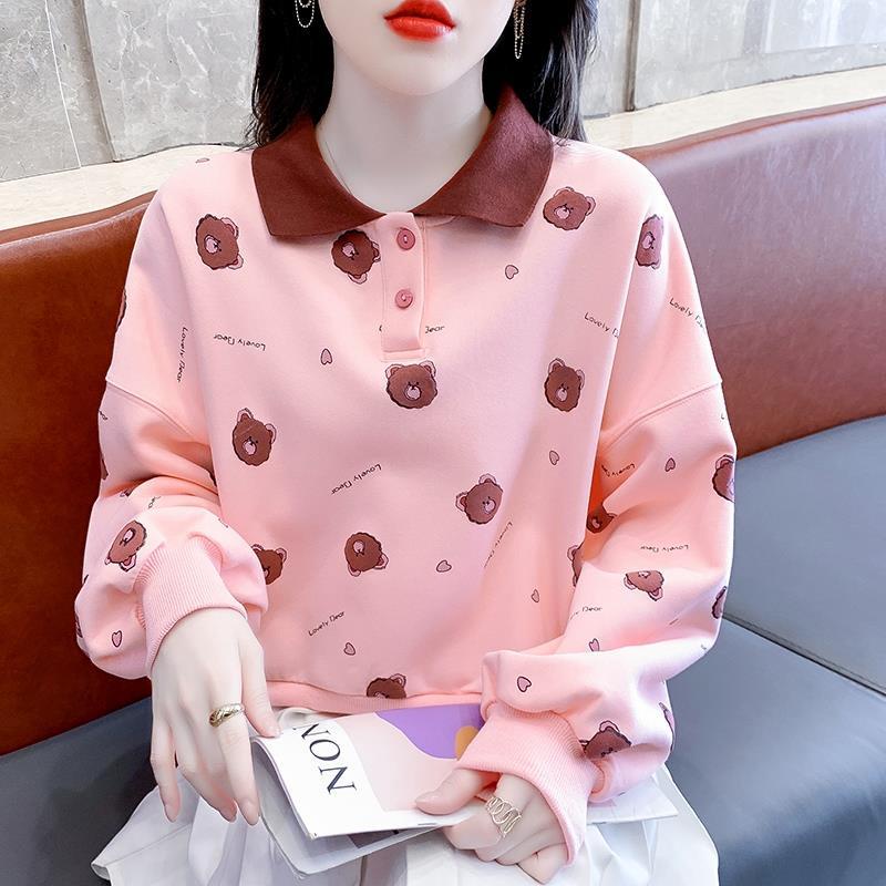 Áo Thun Sweater Dáng Rộng Tay Dài In Họa Tiết Thời Trang Xuân Thu Cho Nữ