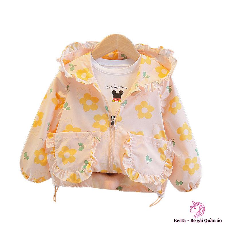 Áo Khoác Gió Có Mũ Trùm Phong Cách Đường Phố Hàn Quốc Thời Trang Xuân Thu Mới Cho Bé Gái