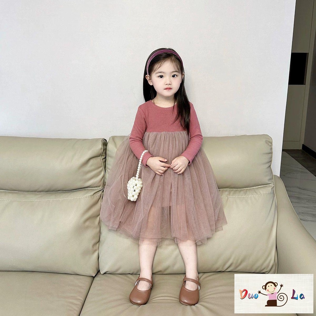 Đầm Công Chúa Tay Dài Vải Gạc Mềm Mại Phong Cách Phương Tây Thời Trang Mùa Thu Cho Bé Gái