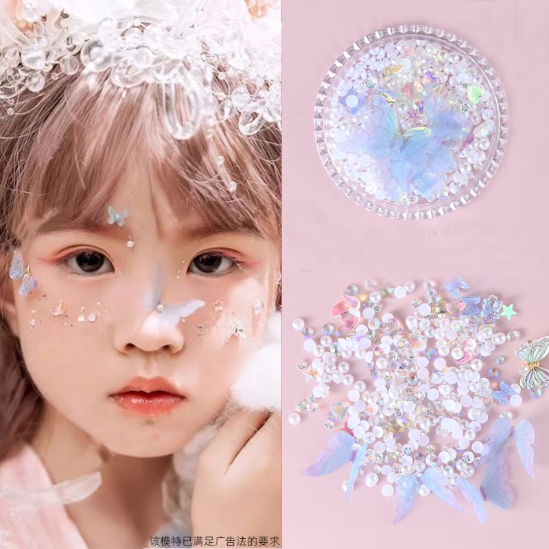 Miếng Dán Mặt Trẻ Em Hình Bướm Đính Đá Lấp Lánh Siêu Thơ Mộng
