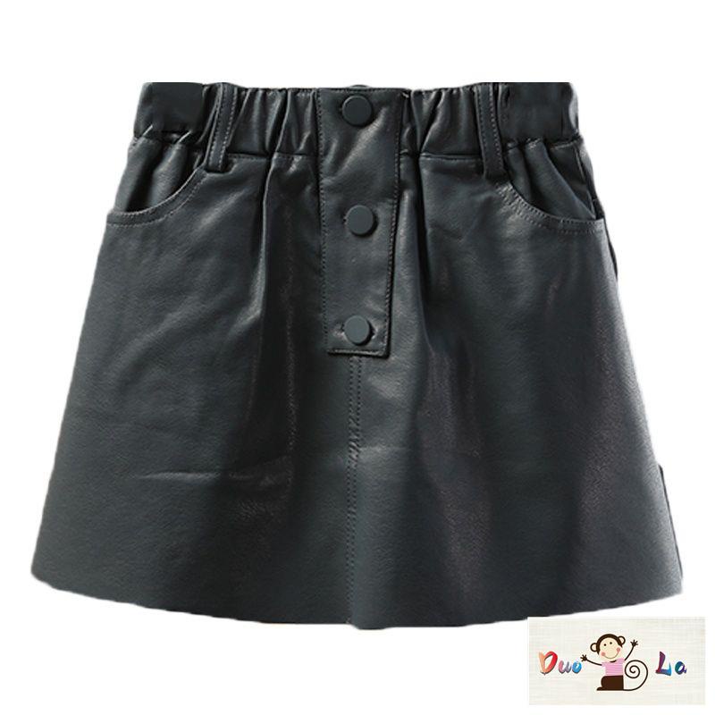 Chân Váy Da Ngắn Lưng Thun Co Giãn Phong Cách Phương Tây Thời Trang Mùa Đông Cho Bé Gái