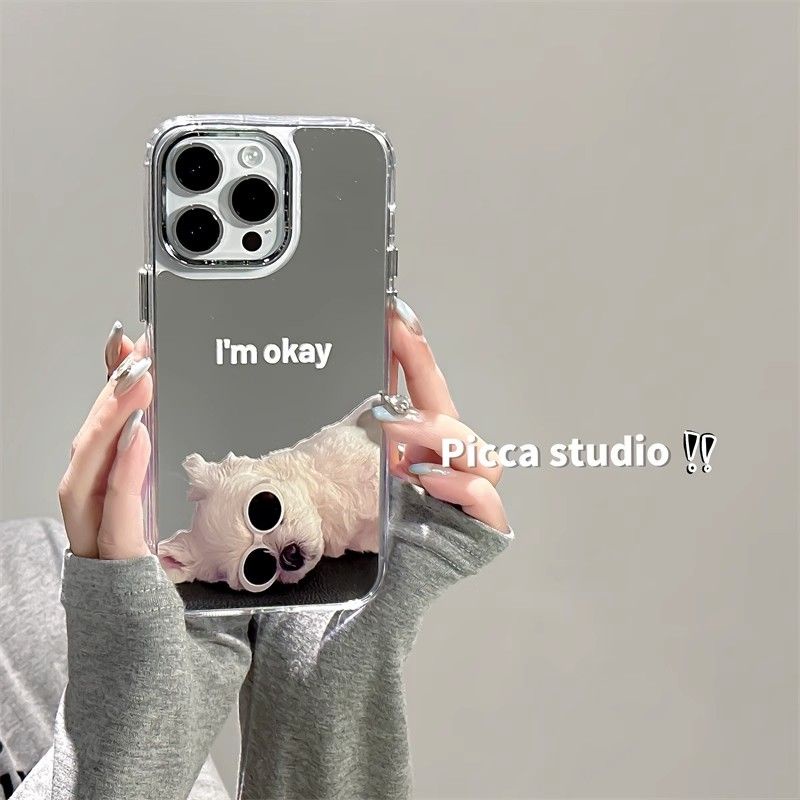 Ốp Điện Thoại Tráng Gương Hình Chú Chó Đeo Kính Mát Cho Iphone 15 14 13promax 12xs xr78p