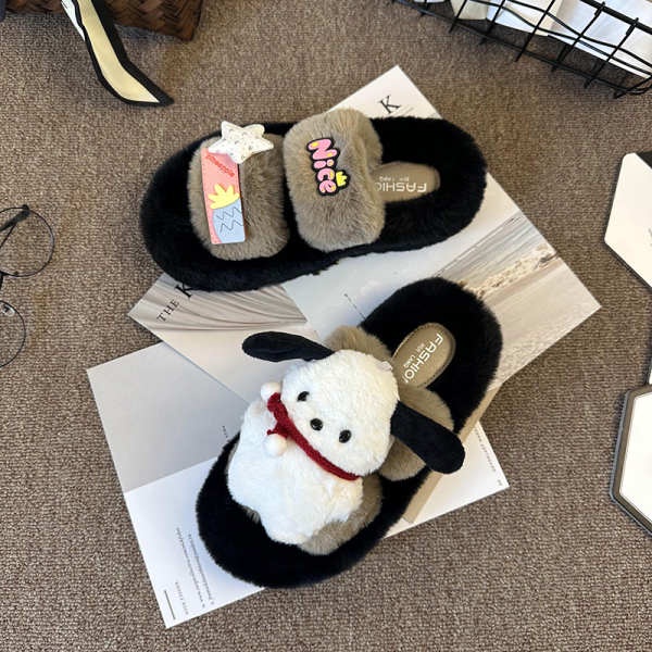 Dép Bông Đi Trong Nhà Đế Dày Chống Trượt Hình Chú Chó chapa Dễ Thương