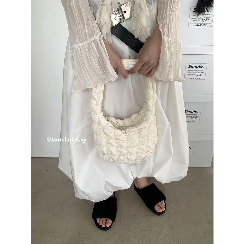 Túi Đeo Vai Vải niche Xếp Ly Chần Bông Hình Đám Mây Thời Trang Mùa Thu 2023