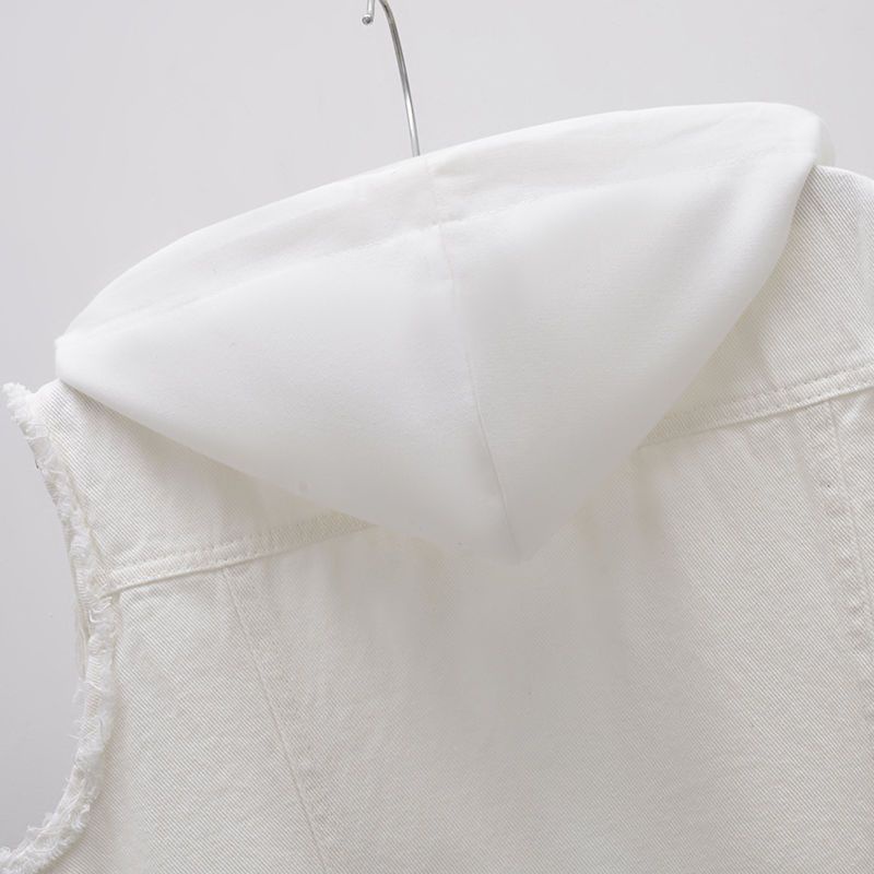 M-5XL Áo Gi Lê Bò Áo Ba Lỗ Liền Mũ Học Sinh Phong Cách Hàn Quốc Tôn Dáng Mẫu Mới Phong Cách Tây Cho Nữ Áo Khoác Ngắn Màu Trắng