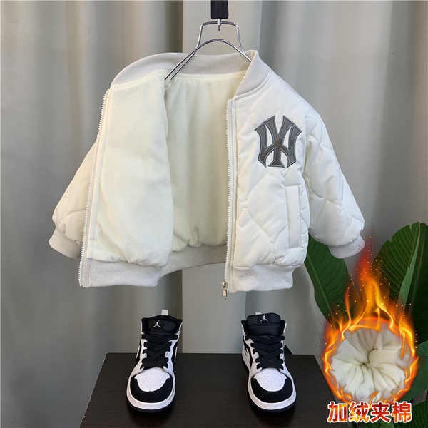 Áo khoác lông cừu cho bé trai 2023 Quần áo mùa đông mới cho bé dày hơn Quần áo bóng chày cho bé trai