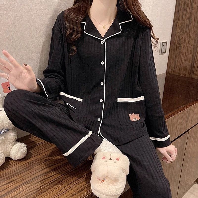 Bộ Đồ Ngủ Tay Dài Phong Cách Nhật Bản Dễ Thương Ngọt Ngào Thời Trang Cho Nữ 1201