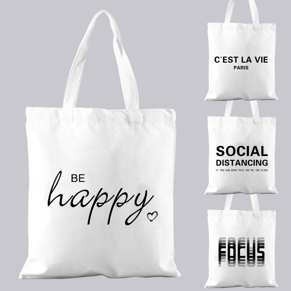 Basic Handbag Women's Shopping Shoulde Bag Casual Foldable  Wild Text Flower Pattern Printing Travel