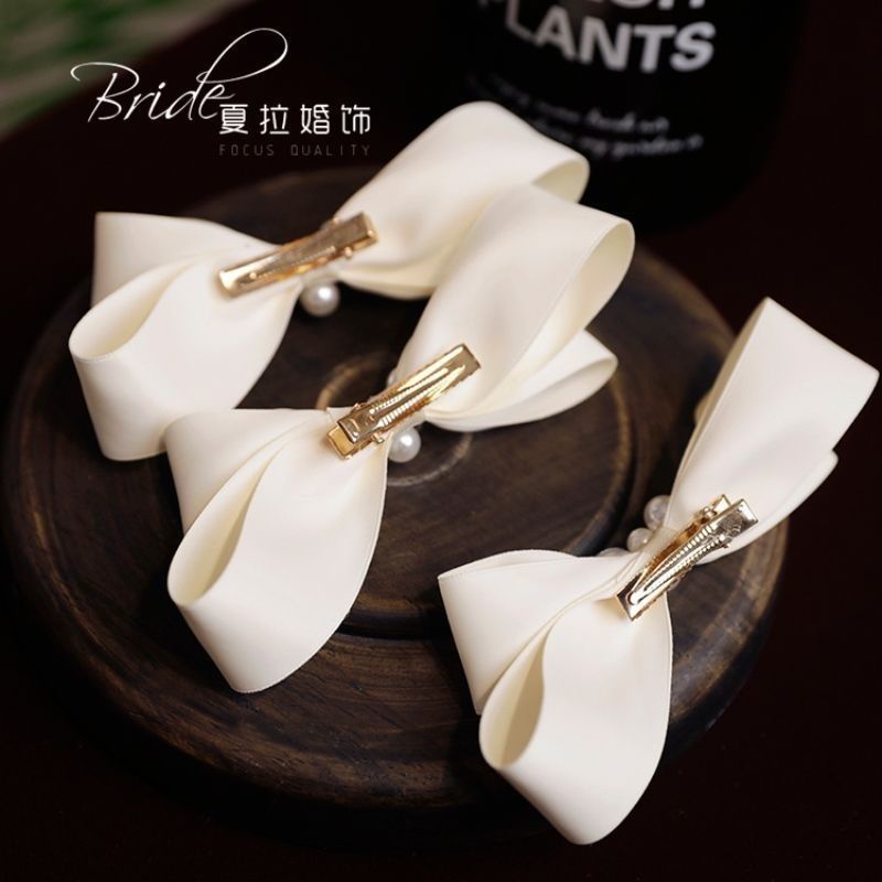 Trâm Cài Tóc Hình Nơ Đính Ngọc Trai Thanh Lịch Cho Cô Dâu
