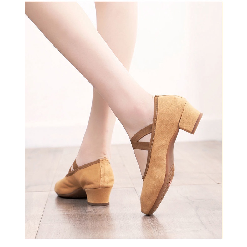 Giày Múa Ba Lê Đế Mềm Gót Vừa Mũi Vuông Thời Trang Cho Nữ