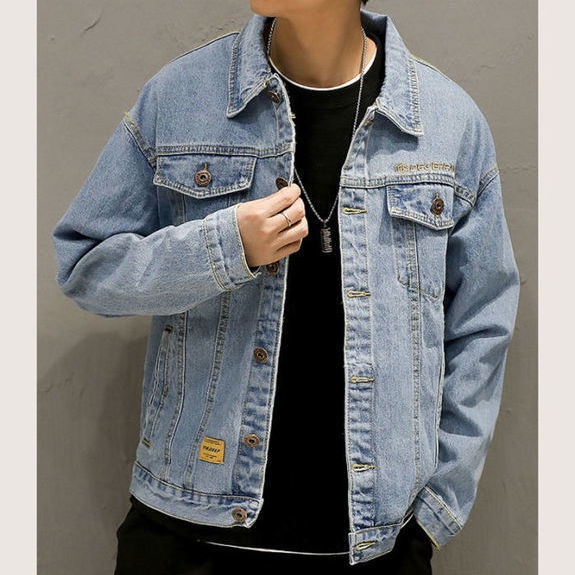 S-5XL Áo Khoác Nam Áo Khoác Bò Dáng Rộng Đẹp Trai Sành Điệu Cho Nam Học Sinh Áo Khoác Nam Phong Cách Hàn Quốc