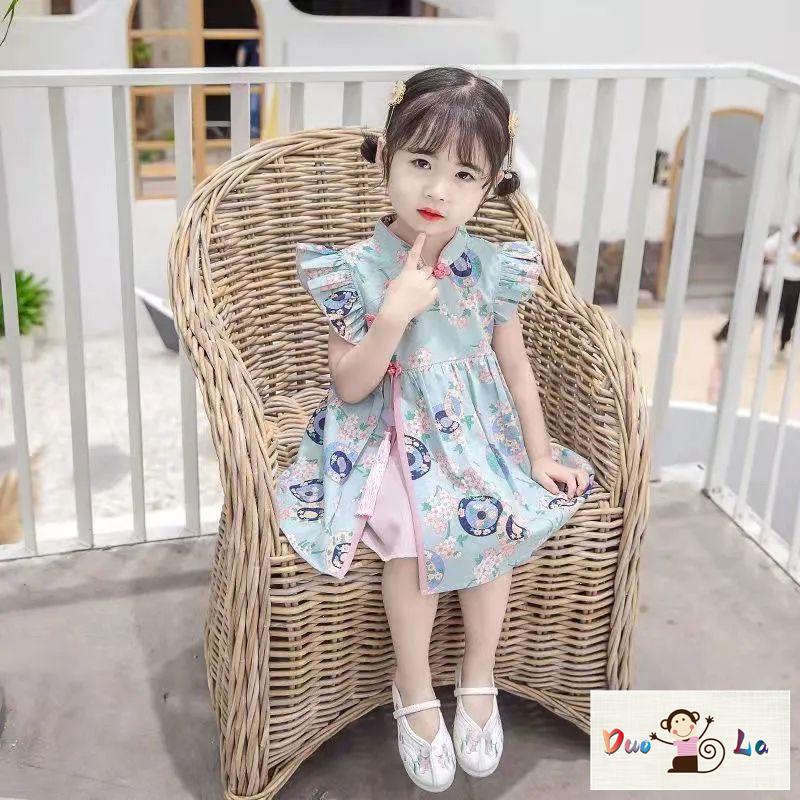 Đầm Sườn Xám Trung Hoa Mùa Hè Phong Cách Mới Cho Bé Gái