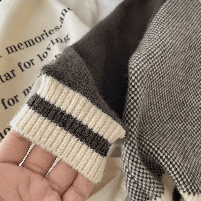 Áo Khoác cardigan Dệt Kim Màu Sắc Tương Phản Phong Cách Hàn Quốc Cho Bé