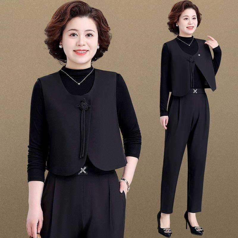 Set Đồ Ba Món Thời Trang Phong Cách Mới 2023 Cho Phụ Nữ Trung Niên Và Người Trung Niên