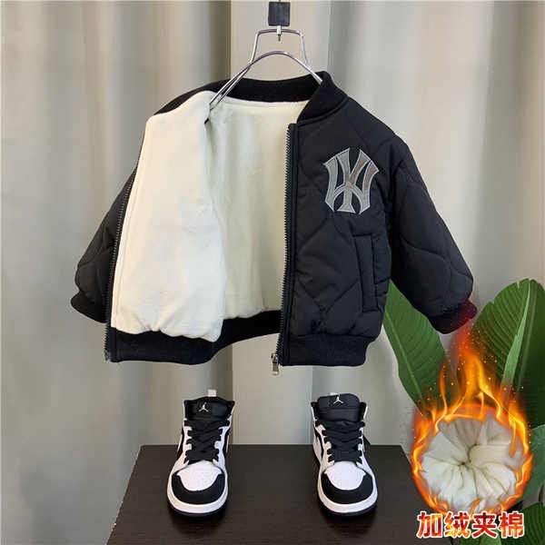 Áo khoác lông cừu cho bé trai 2023 Quần áo mùa đông mới cho bé dày hơn Quần áo bóng chày cho bé trai
