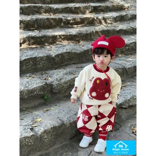 Hàng Mới Về Bộ Đồ Năm Mới Gồm Áo Khoác + Quần Dài Bằng Lông Cừu Phong Cách Trung Hoa Cho Bé