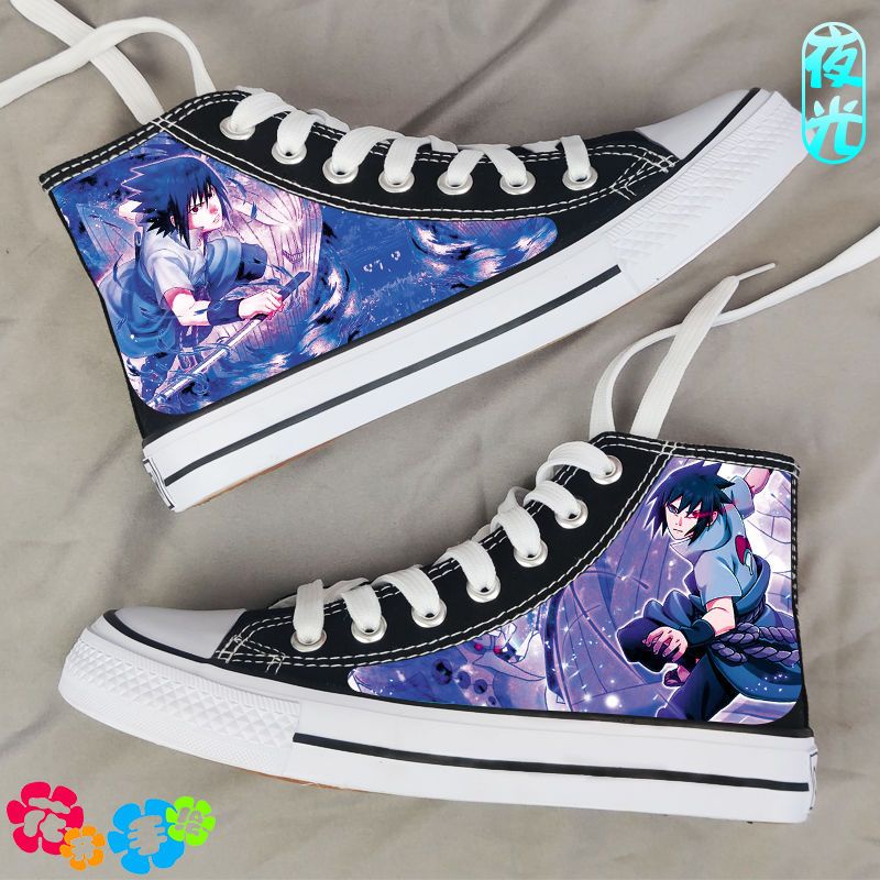Giày Thể Thao Vải canvas Cổ Cao Dạ Quang Thoáng Khí In Hình naruto Cá Tính Cho Nam