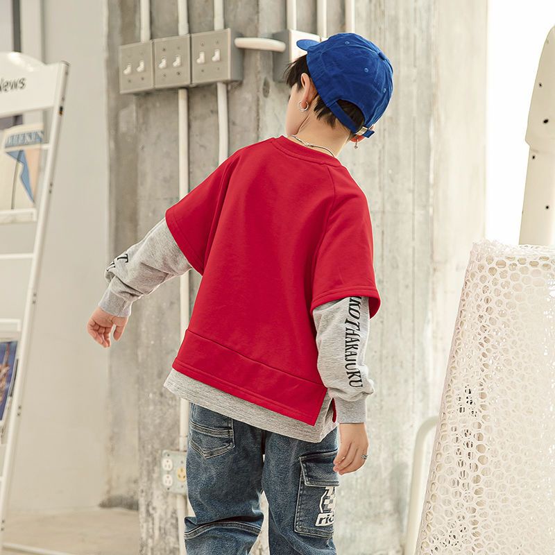 Áo Sweater Tay Dài Giả Hai Lớp Phong Cách Hàn Quốc Kiểu Mới Mùa Xuân Thu Kích Thước Vừa Và Lớn Cho Bé Trai