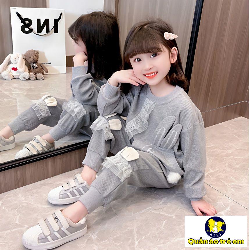 Bộ Đồ Thể Thao Hai Mảnh Phong Cách Hoạt Hình Thời Trang Xuân Thu Cho Bé Gái