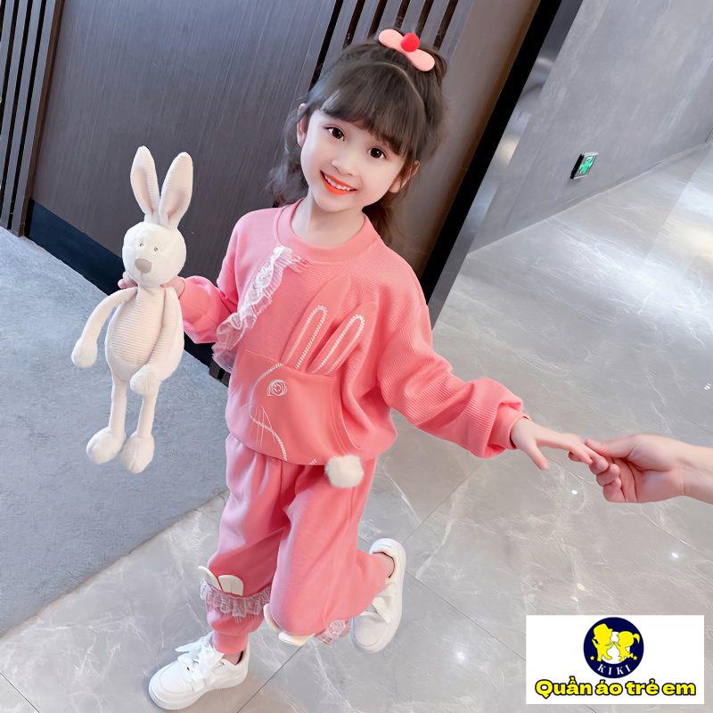 Bộ Đồ Thể Thao Hai Mảnh Phong Cách Hoạt Hình Thời Trang Xuân Thu Cho Bé Gái