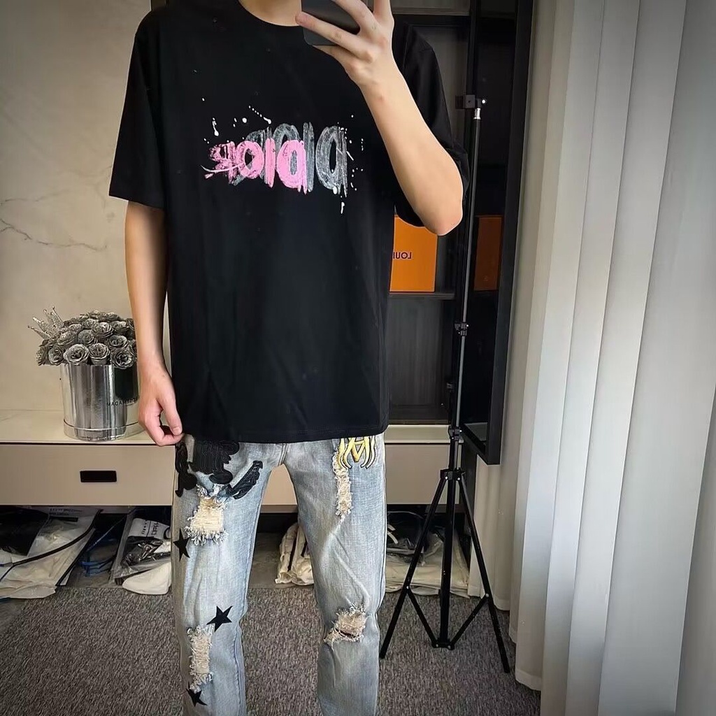 Quần Jean Rách Thêu Nhãn Vàng Dáng Ôm Co Giãn Thời Trang Cho Nam