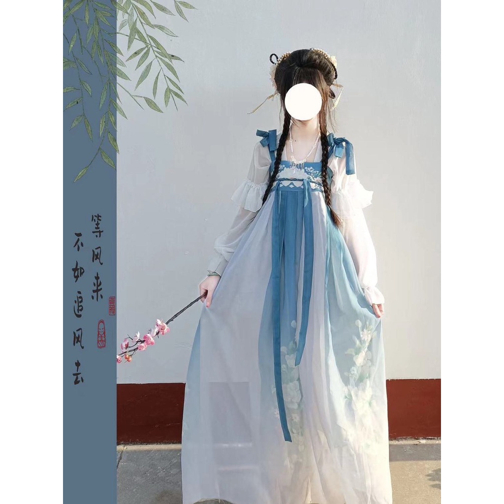 Yayan lange  Váy Hán Phục Một Mảnh Dài Ngang Ngực in Họa Tiết Phong Cách Trung Hoa Thời Trang Xuân Hè Chính Hãng#23107