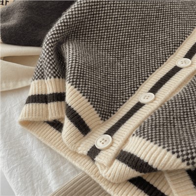 Áo Khoác cardigan Dệt Kim Màu Sắc Tương Phản Phong Cách Hàn Quốc Cho Bé