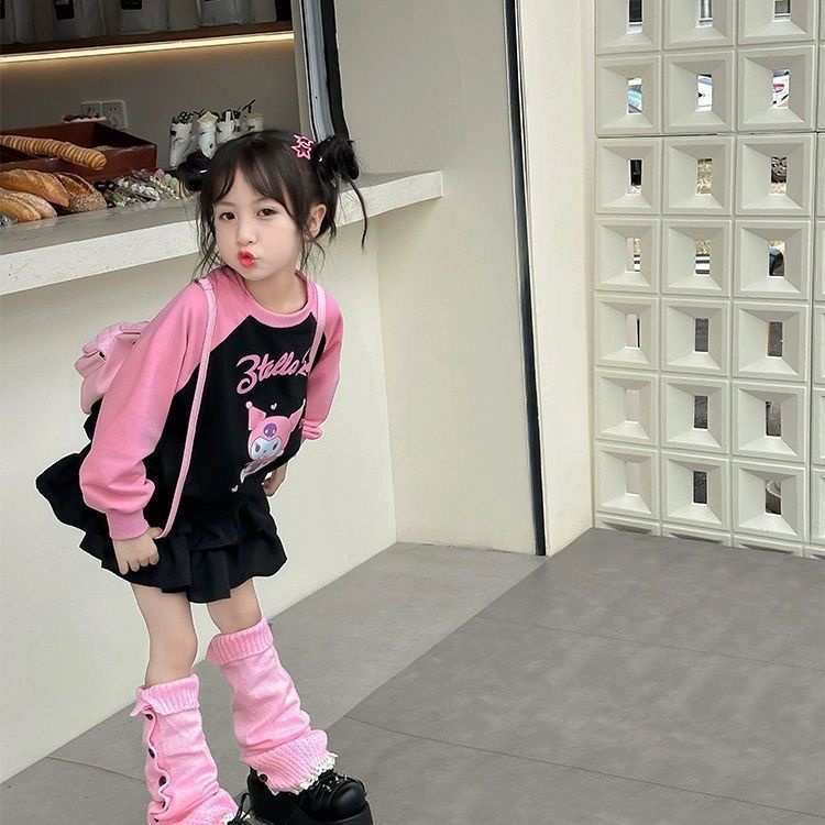 Áo Nỉ Tay Dài Cổ Tròn In Họa Tiết Hoạt Hình Phong Cách Hàn Quốc Thời Trang Xuân Thu Cho Bé Gái