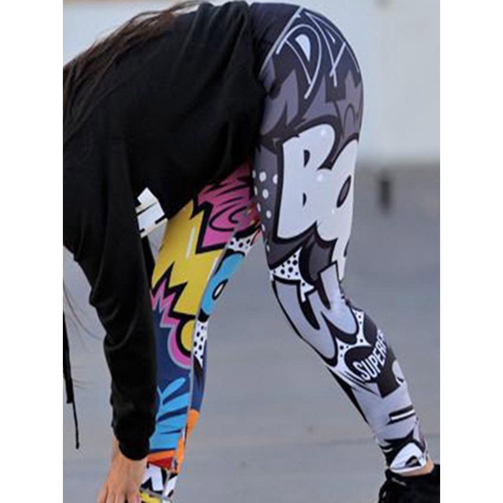Quần Legging Thể Thao Ôm Dáng In Chữ boom Tập yoga Bán Chạy