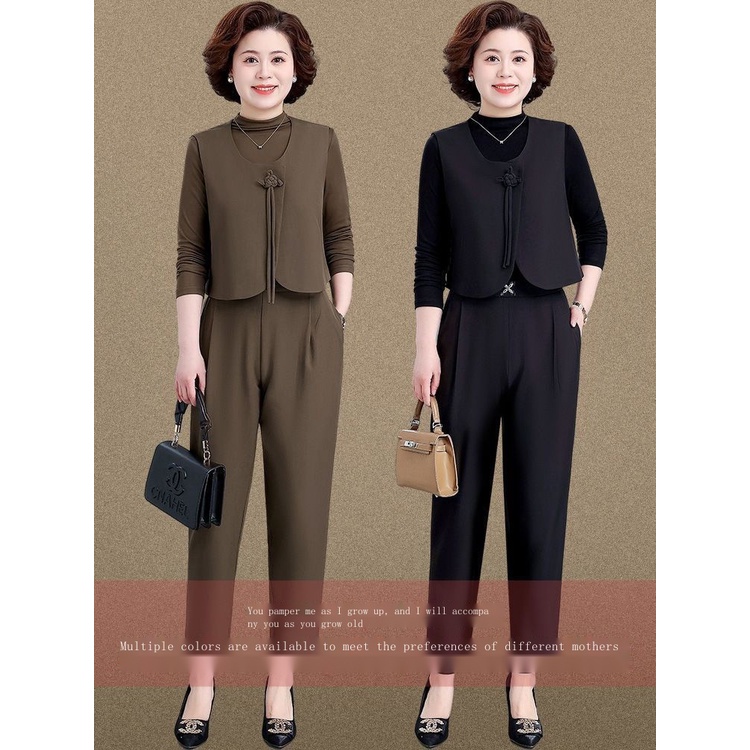 Set Đồ Ba Món Thời Trang Phong Cách Mới 2023 Cho Phụ Nữ Trung Niên Và Người Trung Niên