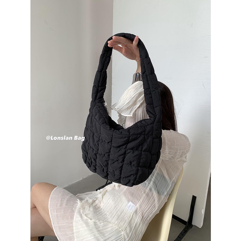 Túi Đeo Vai Vải niche Xếp Ly Chần Bông Hình Đám Mây Thời Trang Mùa Thu 2023