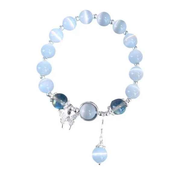 Vòng tay vòng tay lắc tay Douyin opal hạt trắng pha lê bướm vòng đeo tay phụ nữ thích hợp thiết kế vòng đeo tay ánh trăng màu xám tự làm vòng tay sinh viên