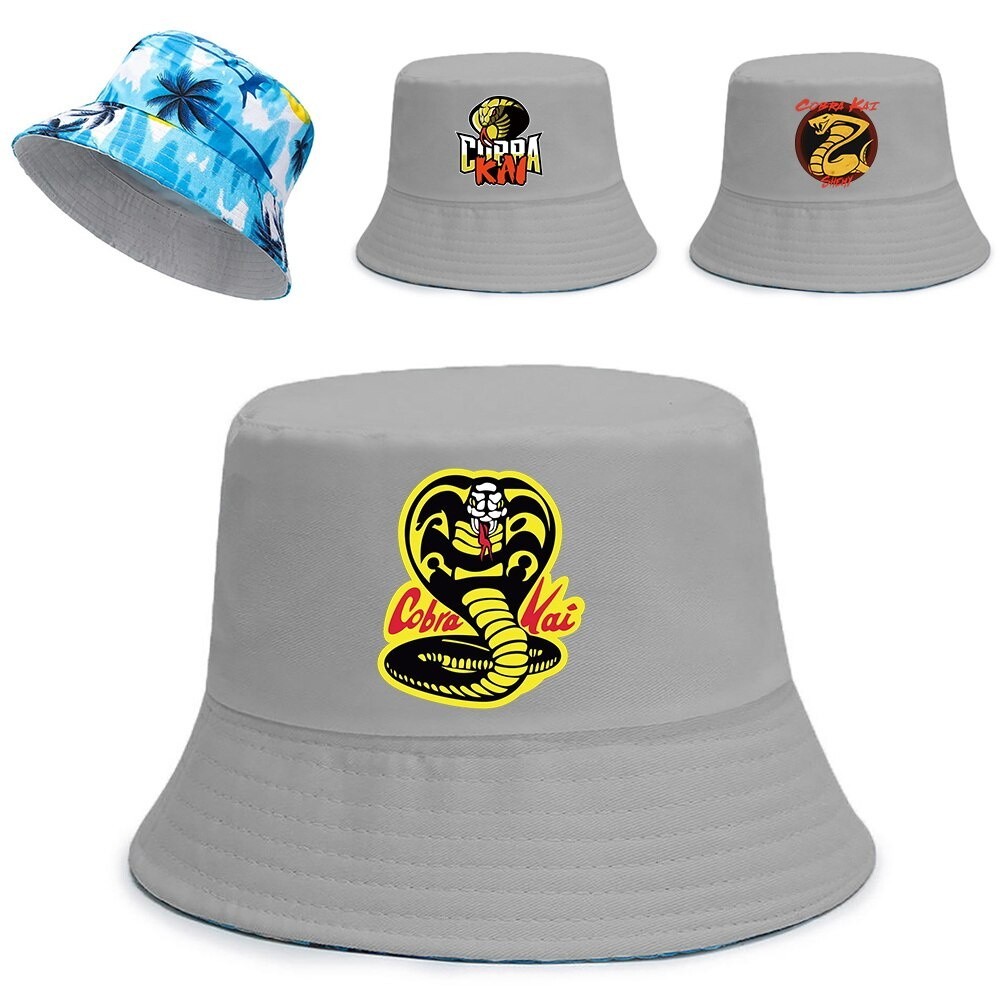 Bucket Hats Women Men Double-sided Fisherman Beach Hat Korean Style Climbing Outdoor Sunscreen Cobra