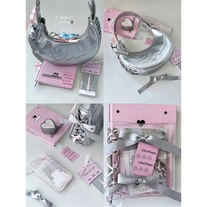 Túi đeo dưới cánh tay Di Động Màu Bạc niche Hình Mặt Trăng Khuyết Thời Trang Cho Nữ