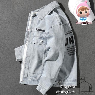  M-5XL Áo Khoác Bò Kiểu Nhật Đẹp Trai Áo Jacket Thanh Niên Rộng Rãi Thương Hiệu Thời Trang Nam Áo Dễ Phối Thêu Chữ Màu Xanh Nhạt 