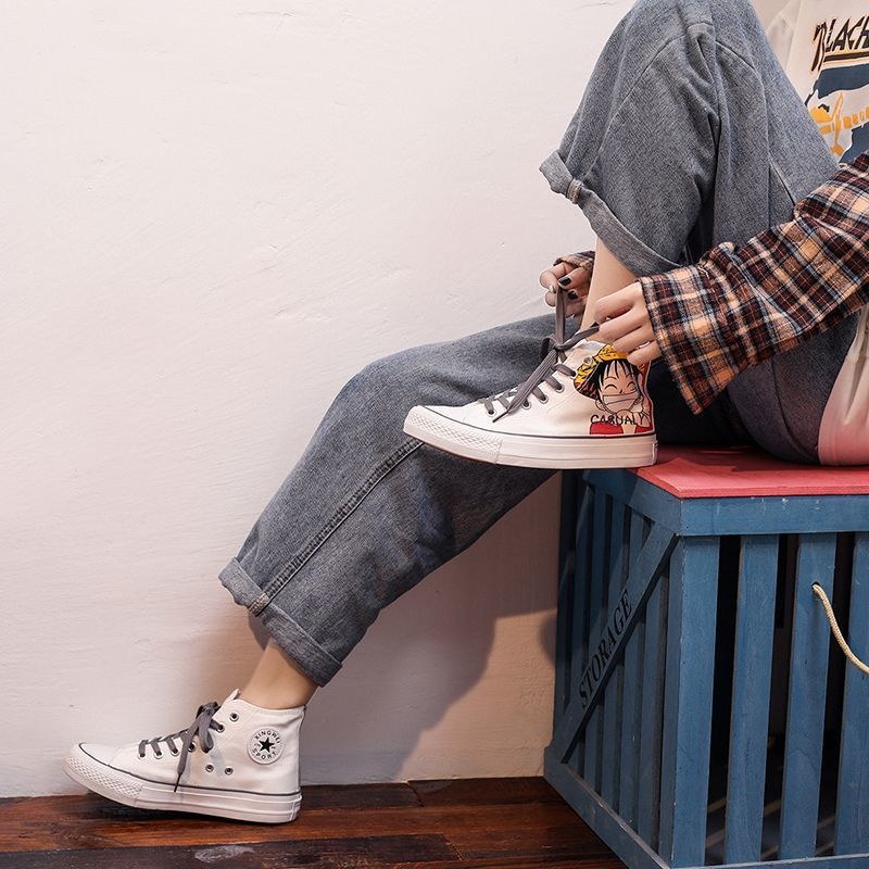 Mới Giày Thể Thao canvas Cổ Cao In Hình Nhân Vật luffy Trong Phim Hoạt Hình one piece Thời Trang Mùa Hè Dành Cho Cả Nam Và Nữ