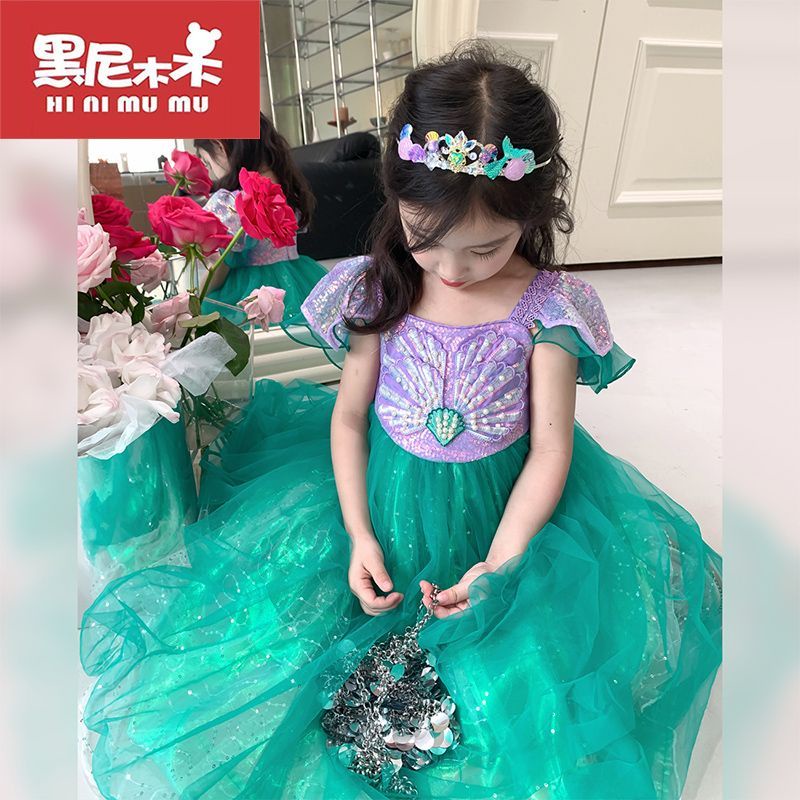 Đầm Công Chúa Tiên Cá Phong Cách Mùa Hè Mới Cho Bé Gái#2398