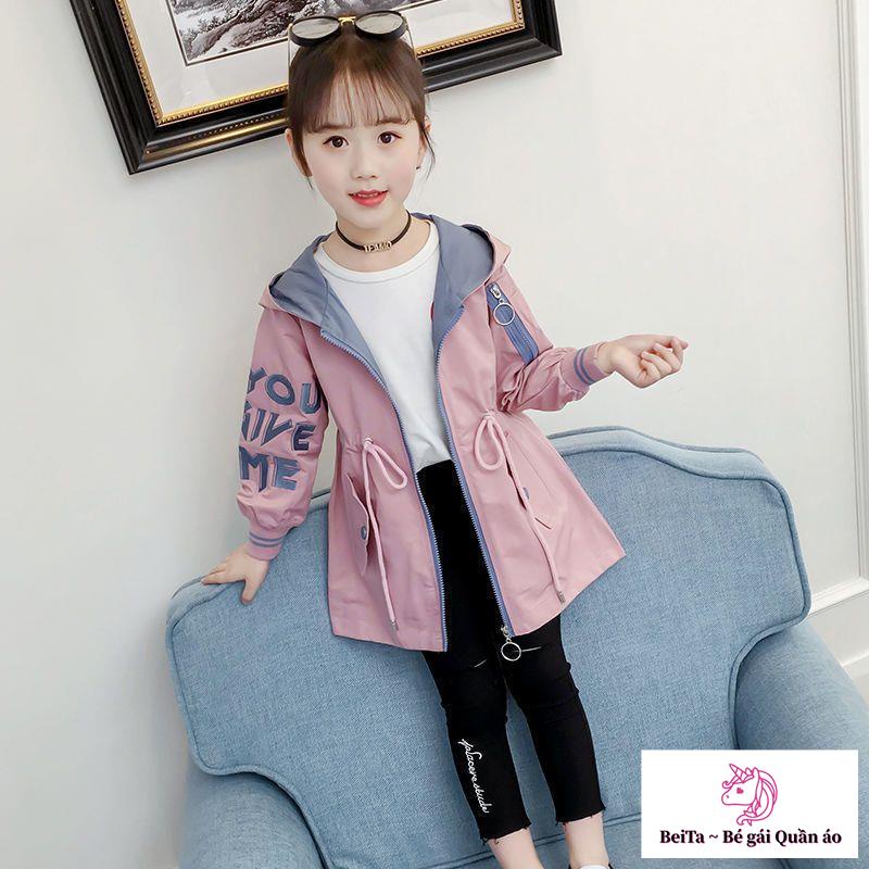 Áo Khoác Gió Phong Cách Hàn Quốc Thời Trang Xuân Thu Cho Bé Gái