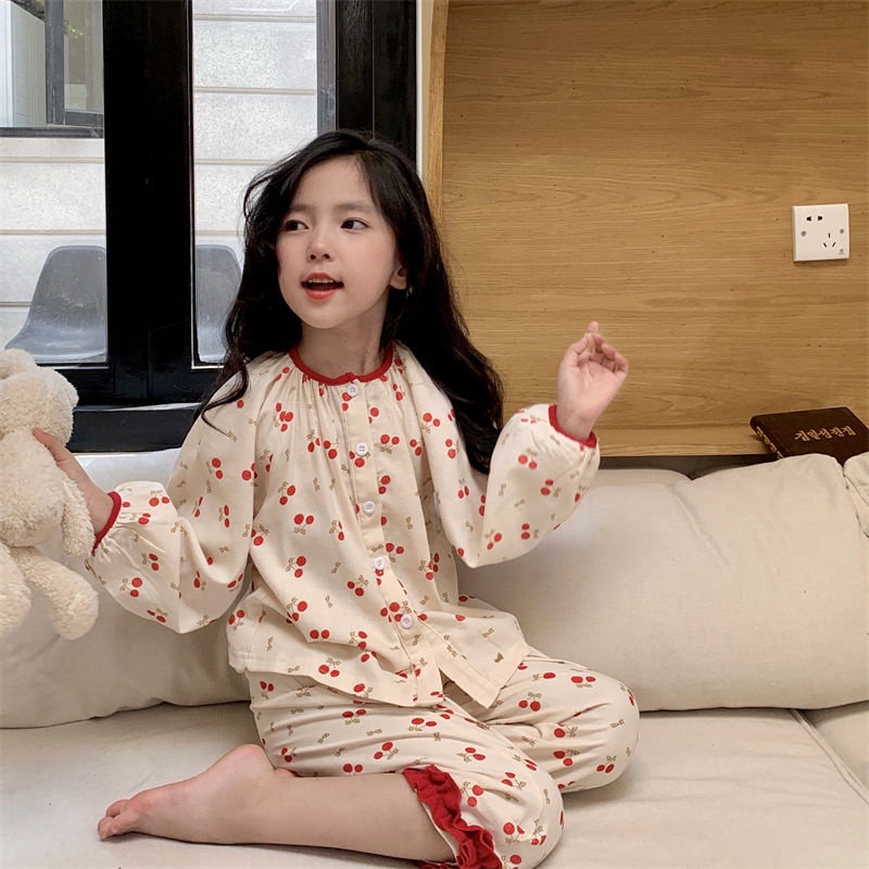 Bộ Đồ Ngủ Hai Mảnh Áo Thun Tay Dài Và Quần Dài Phong Cách Công Chúa Dành Cho Bé Gái